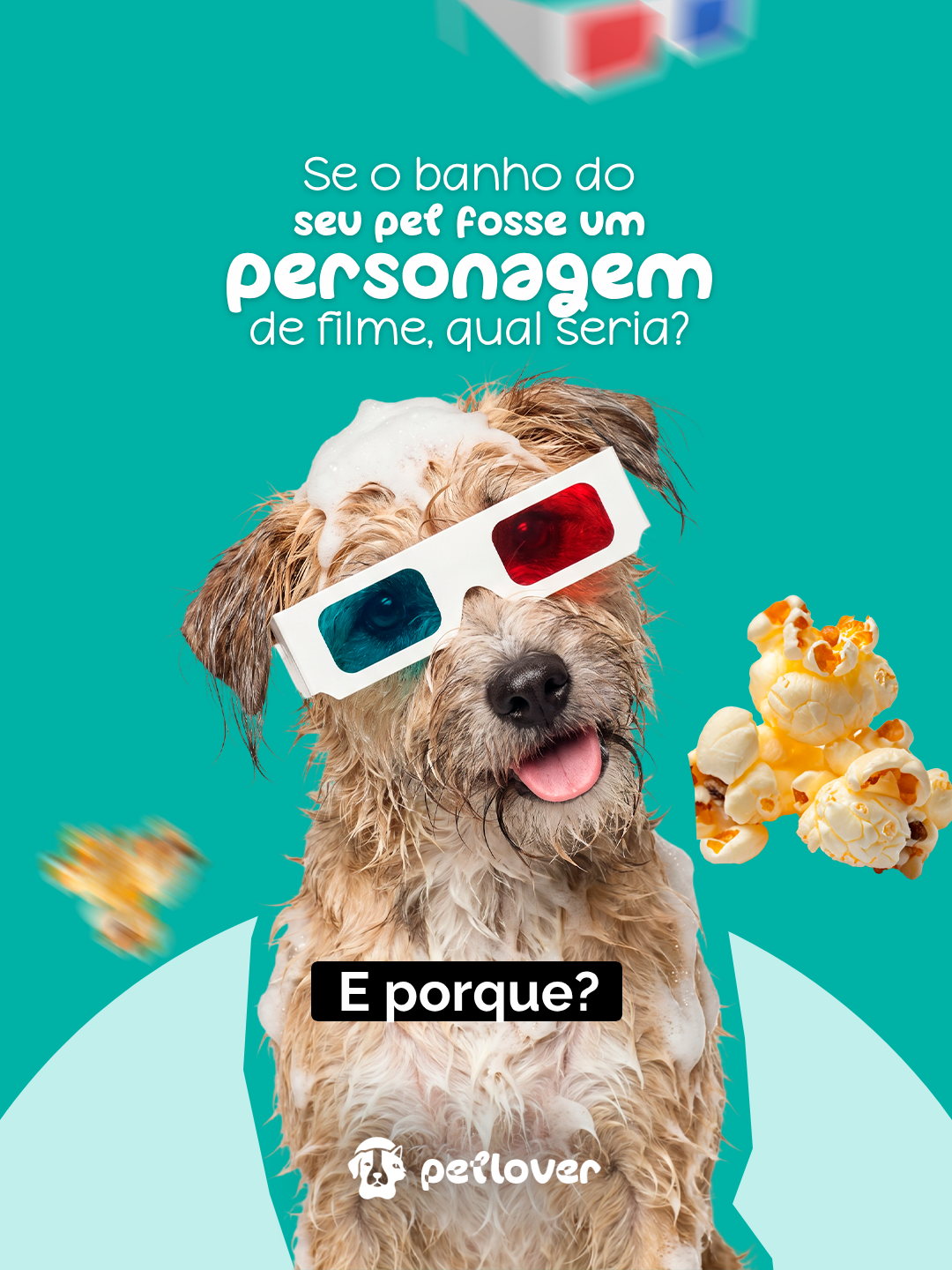 Arte de engajamento com pergunta divertida sobre banho