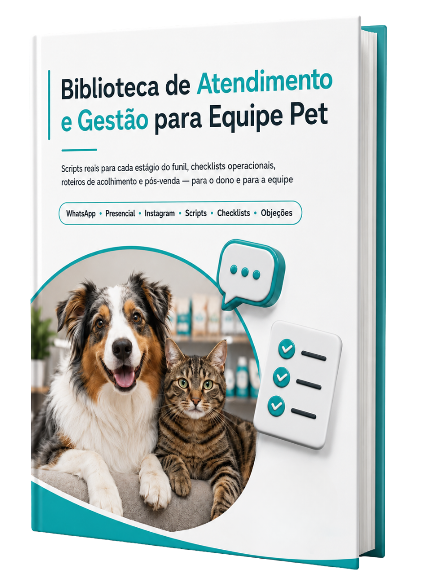 Mockup do e-book Biblioteca de Atendimento e Gestão para Equipe Pet