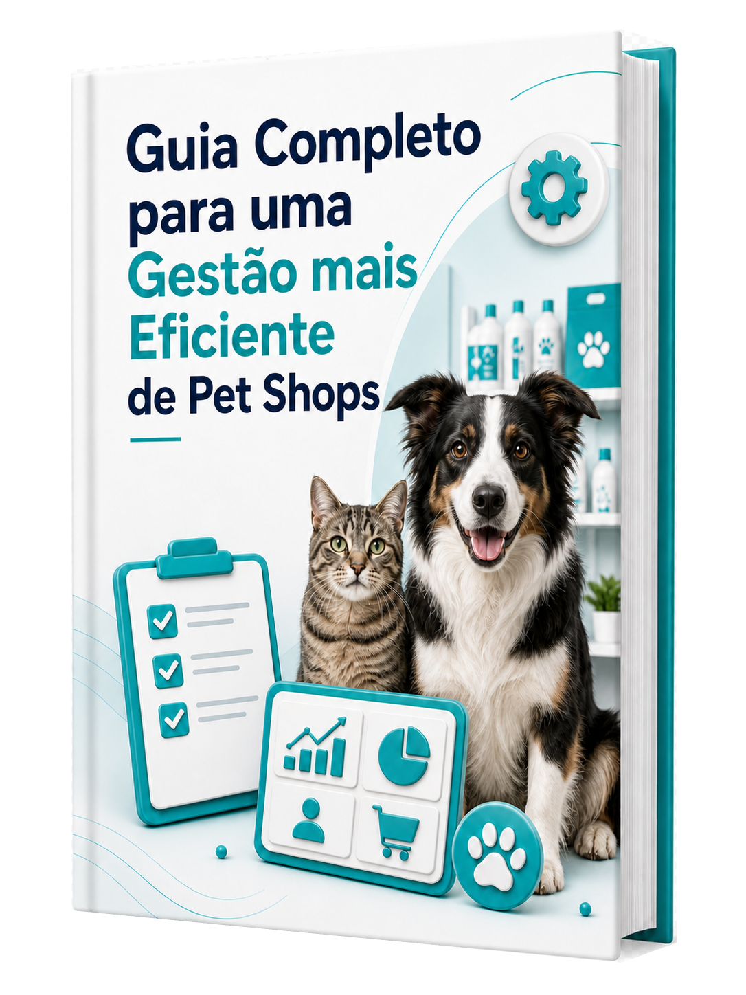 Mockup do e-book Guia Completo para uma Gestão mais Eficiente de Pet Shops